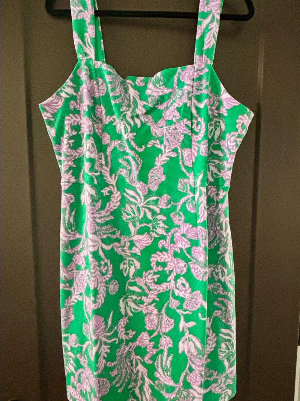 Lilly Pulitzer Green Mini Dress with Pink Floral Print